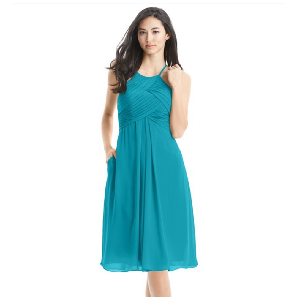 Azazie knee length bridesmaid dress